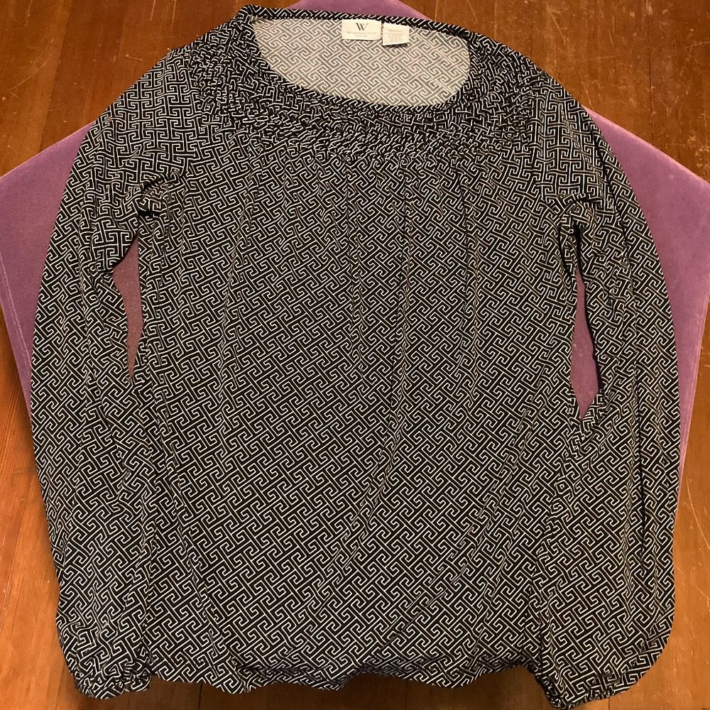 Long-sleeve Greek key top